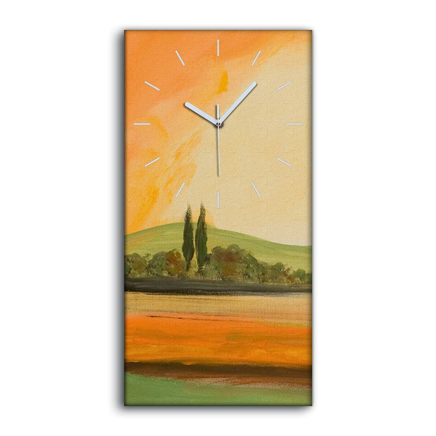 Horloge sur Toile Arbre Paysage 30x60cm Décoration Murale Salon Moderne et Lumineux