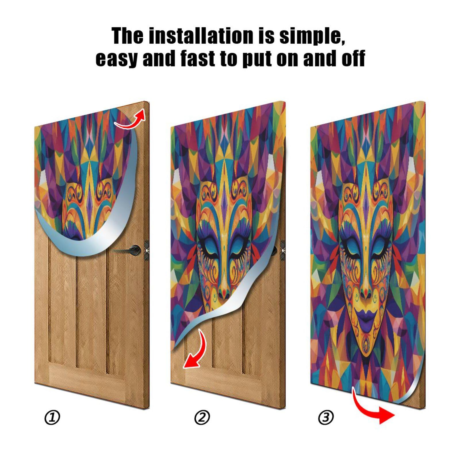 FLildon Mardi Gras Carnival Mask Door Cover Decoration, Party Accessory Porch Decor for Festive Ornament Room Door Covers 35 x 79 Inch
