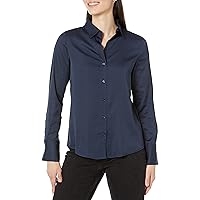 Amazon Essentials Blusa in Raso con Abbottonatura Frontale, vestibilità Classica (Disponibile)