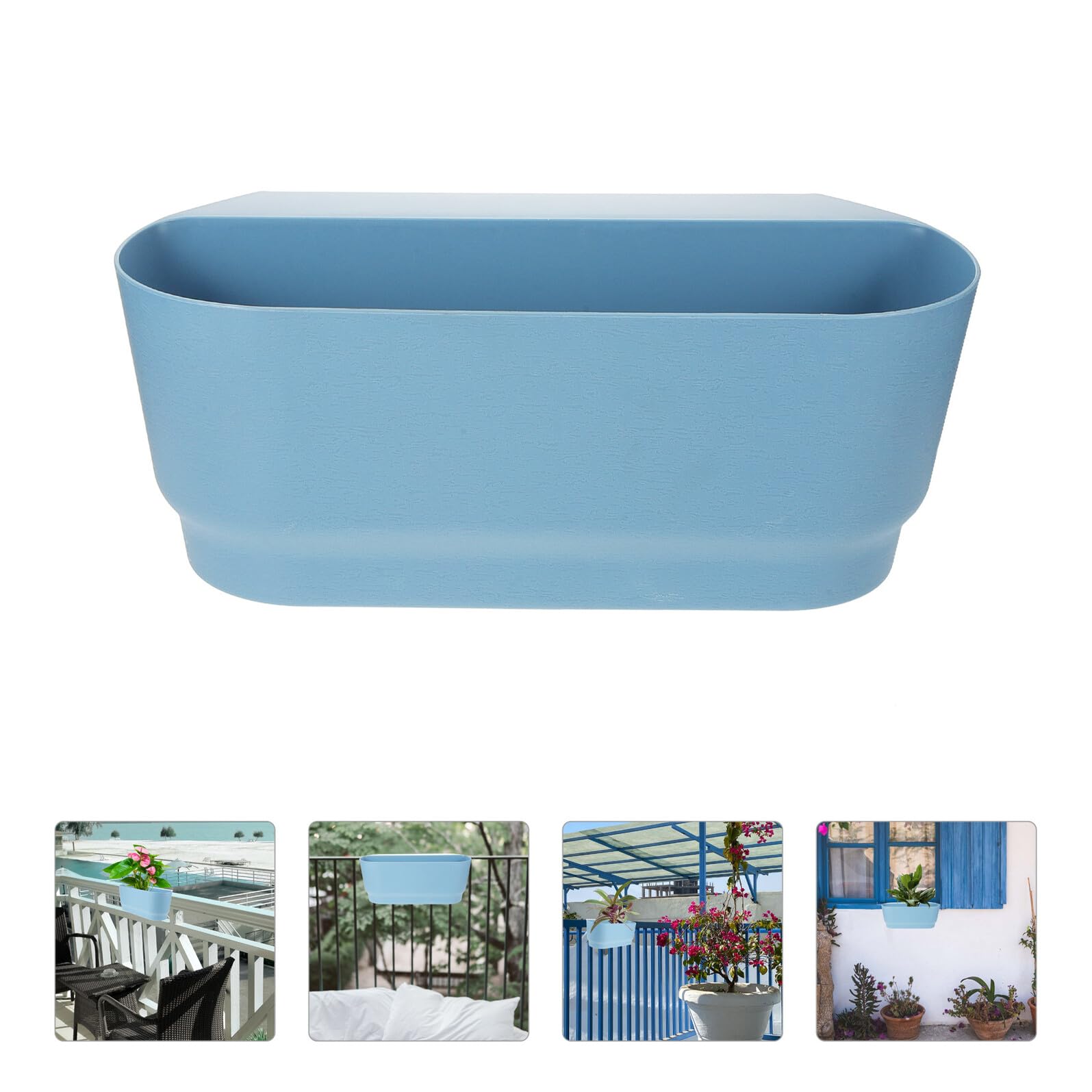 NUOBESTY Pot Suspendu pour Plantes Succulentes Grand Format Bleu, Jardinière Carrée Réserve D’Eau pour Balcon, Rambarde ou Clôture, Pot de Fleurs de Balcon Solide en Plastique