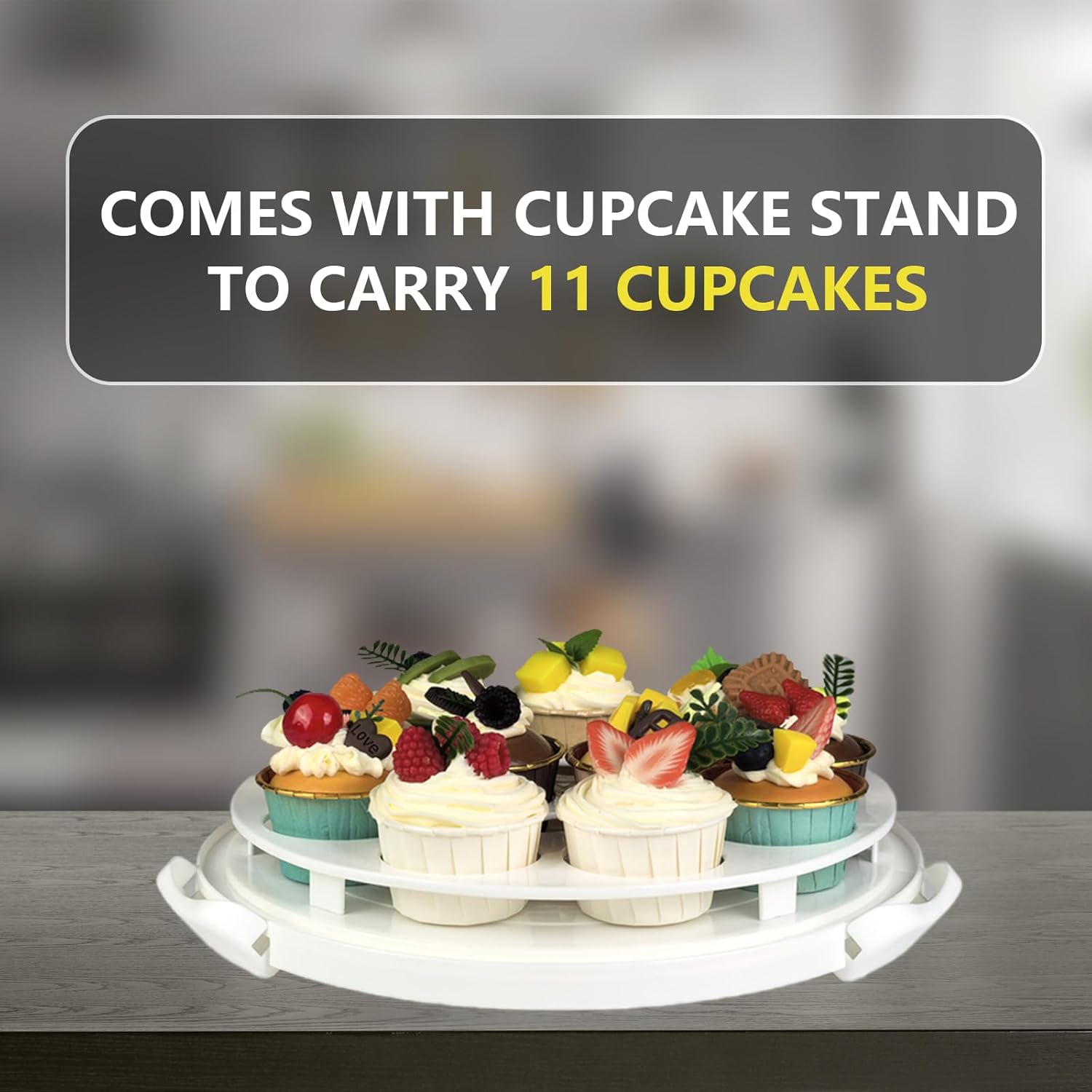 TMRIOPELP Tall Cake Carrier with Lid and Handle Insulated Cake Container Cake Transport Carrier Ideal for Pies Cupcakes and Pastries Perfect for Safe and Secure Cake Delivery (Grey, 12 inch)