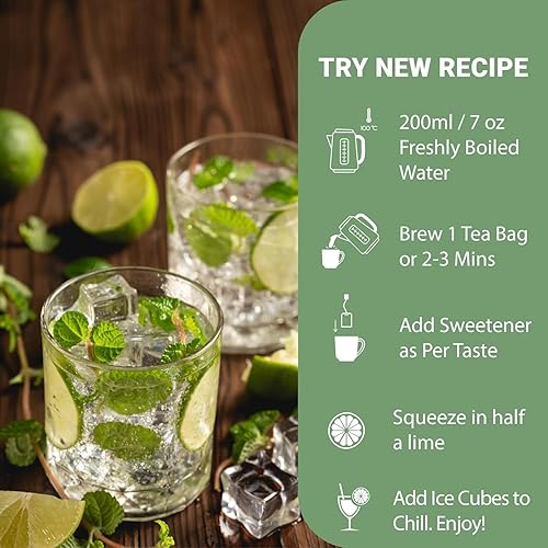 Miniatura 10 de HVSun, Bolsas de té de menta verde (0.05 onzas x 50 bolsas de té de hierbas), bolsa de té de hojas de menta verde 100% pura, sin cafeína, sin OMG,