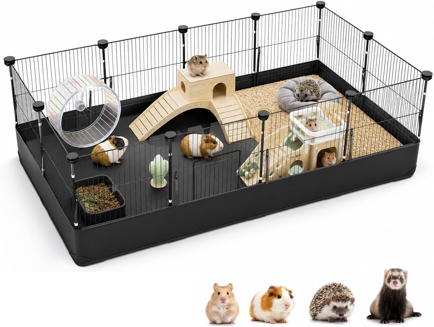 Parc Lapin d’Intérieur 122 × 60 cm, Enclos Métallique Modulable