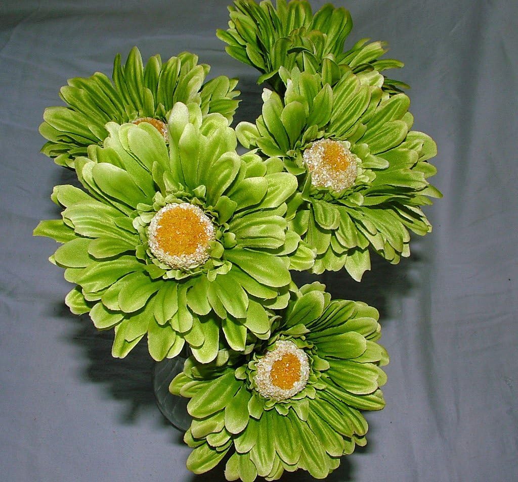 floral supplies Artificial Single Stem Gerbera with Big Bloom - very dramatic - home garden (Lime Green, 12 Pack) โ image 1