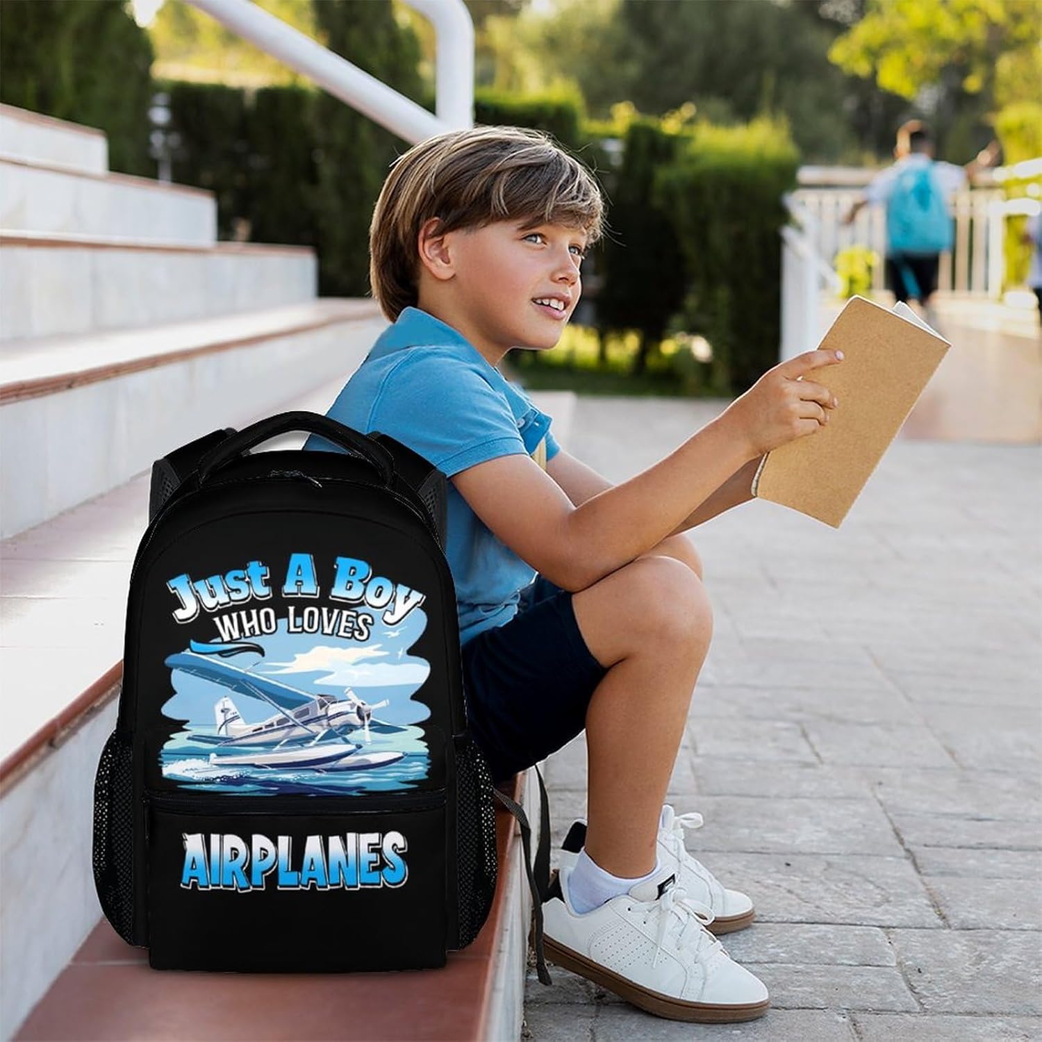 Kids Backpacks, 17 Inches Boys Bookbag for Elementary Students, Back to School Supplies Gifts, Large Capacity Airplane Backpack for Travel, Camping, Hiking