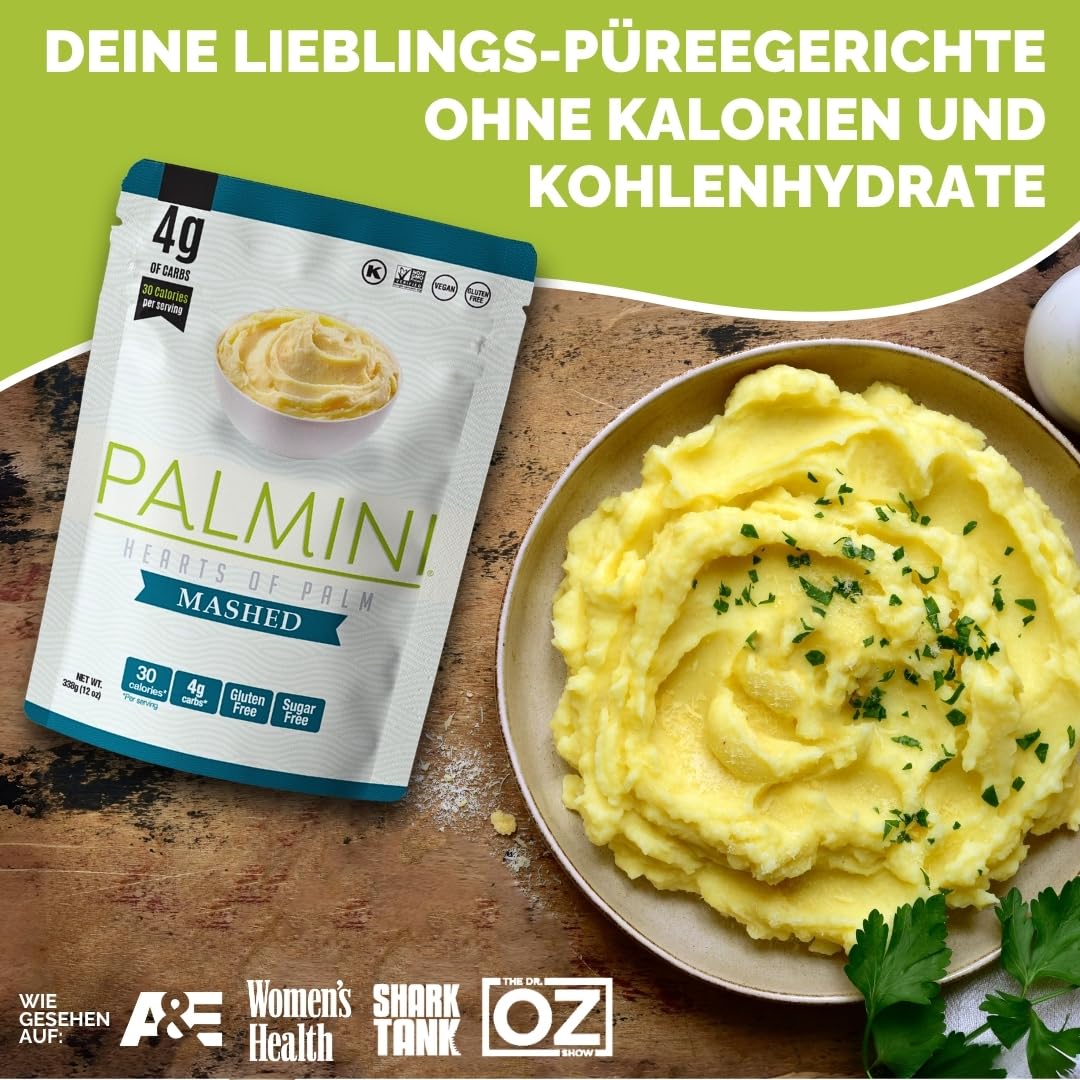 Palmini Püree - Palm Herzen - kalorienarm - Low Carb - Keto - Vegan | GVO-frei - Glutenfrei - Zuckerfrei - 338g | (3er Packung)