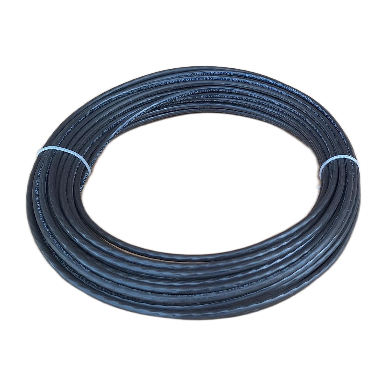 THHN Wire 10 Gauge (10 AWG) 25 FT - Stranded Copper Building Wire for Panel/Control Wiring, Grounding & Lighting Circuits (Residential/Industrial), UL Listed, 600V, THWN-2, PVC/Nylon Jacket, Black