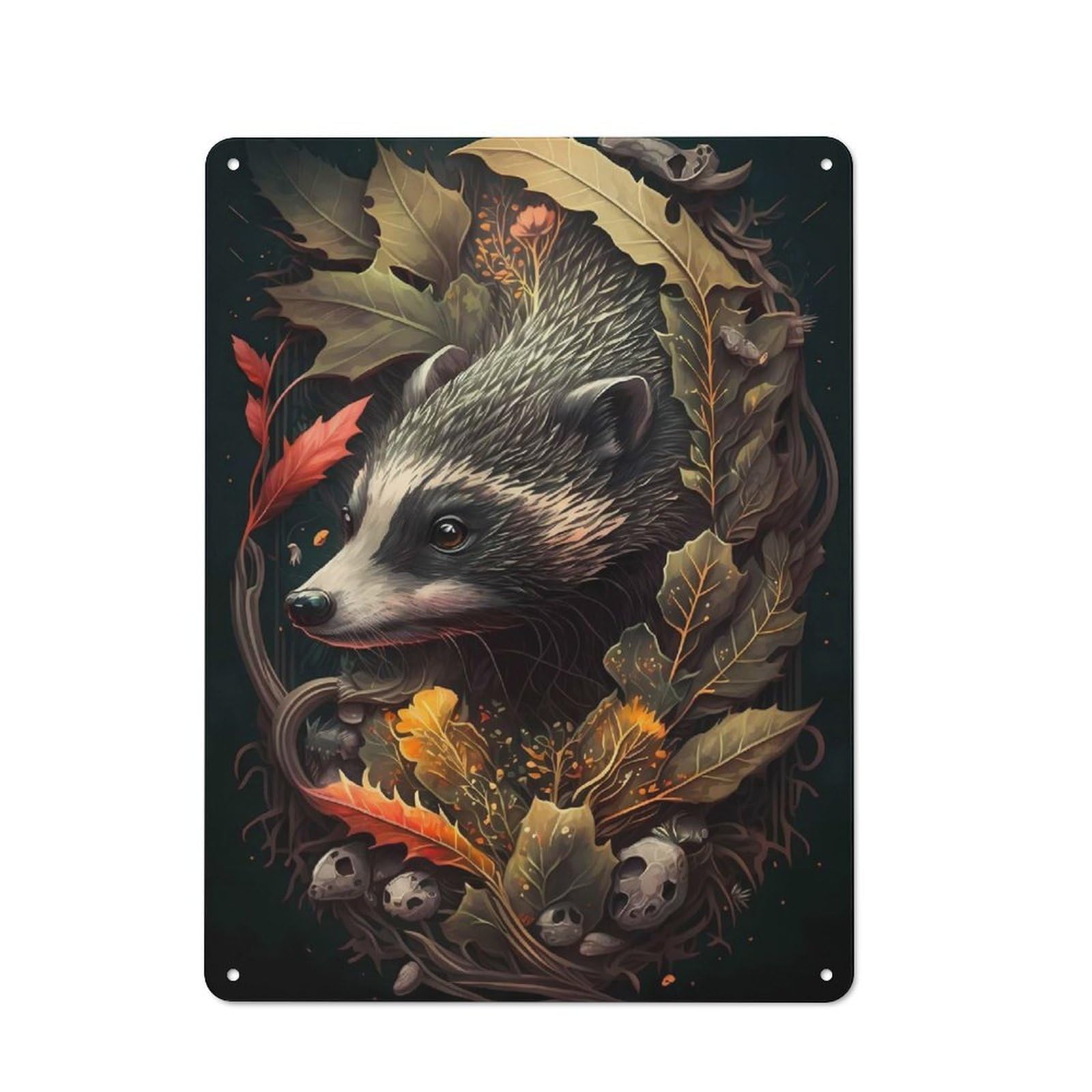 Junmoney Myth Badger Wild Animal Rustic Metal Plaque 40X30cm For Hobby Room Or Studio, For Vintage Wall Decor Fans, For Garage And Workshop Walls