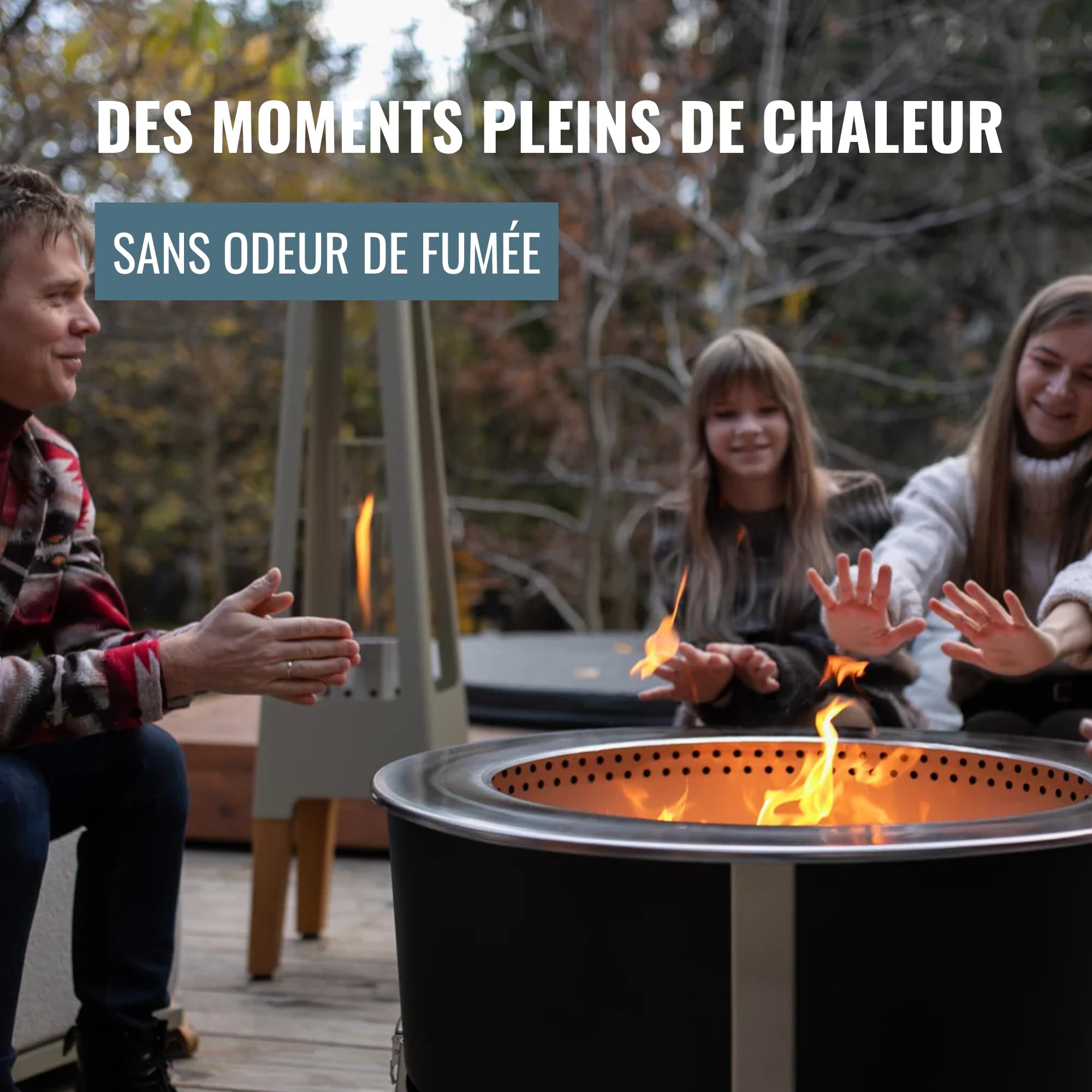 Masuria Brasero sans fumée 80 cm⌀ Alpha 800 - Réduction brevetée de fumée Jusqu’à 95% - Fabriqué en UE - Brasero extérieur en INOX 304 et Acier Corten - Pieds réglables - Grand tiroir à Cendres