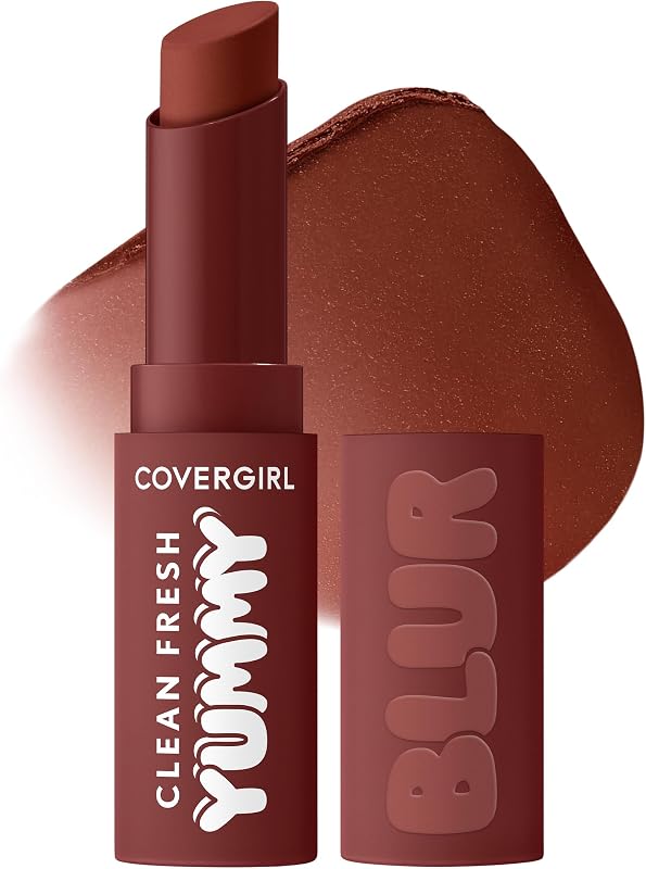 Clean Fresh Yummy Blur Lipstick, Blurring Effect, Matte Lip Color, Fresh Pear Flavored, Vegan Formula - 180 Hunny Blur (Deep Plum)