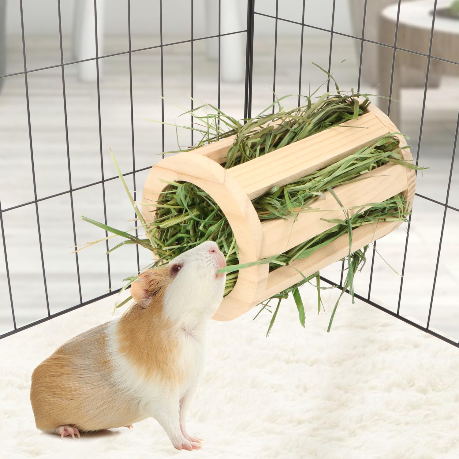 Rabbit Hay Feeder Rack Wooden Food Manger Grass Holder for Small Pets Bunny Chinchilla Guinea Pigs - image 2