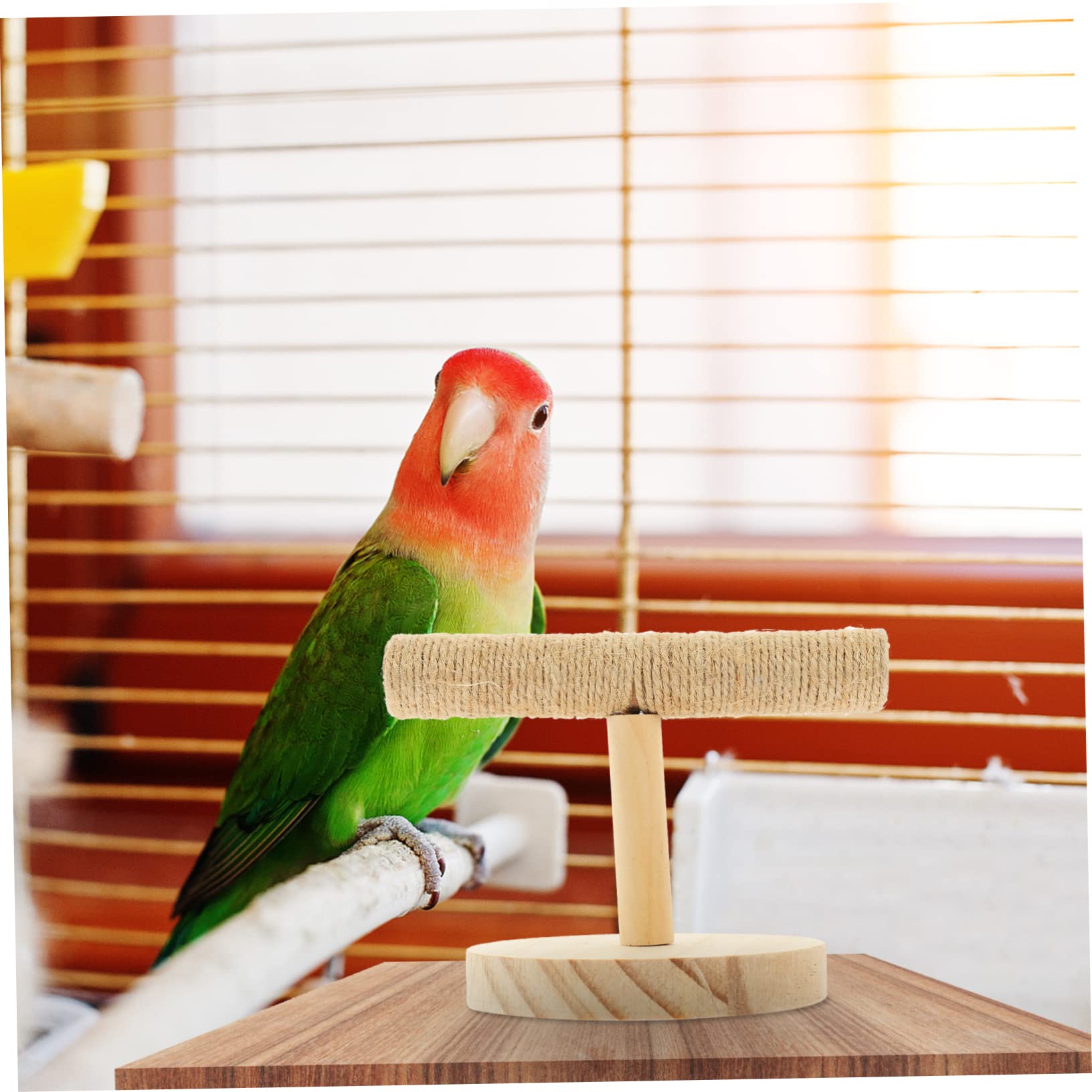 Happyyami Wooden Bird Perch Stand for Parrots Durable Interactive Play Stand with Non Slip Surface for Bird Training and Enrichment for Cages and Playtime