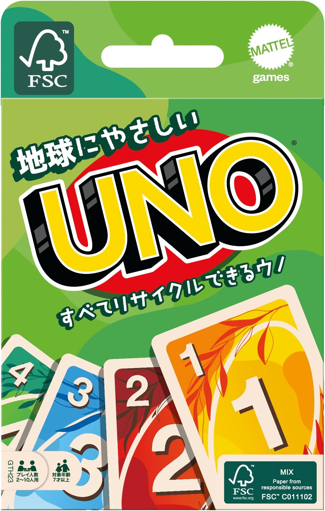 Mattel Game Uno GTH23 Earth Friendly Uno (7 Years Old and Up), Sustainable, FSC Certified,