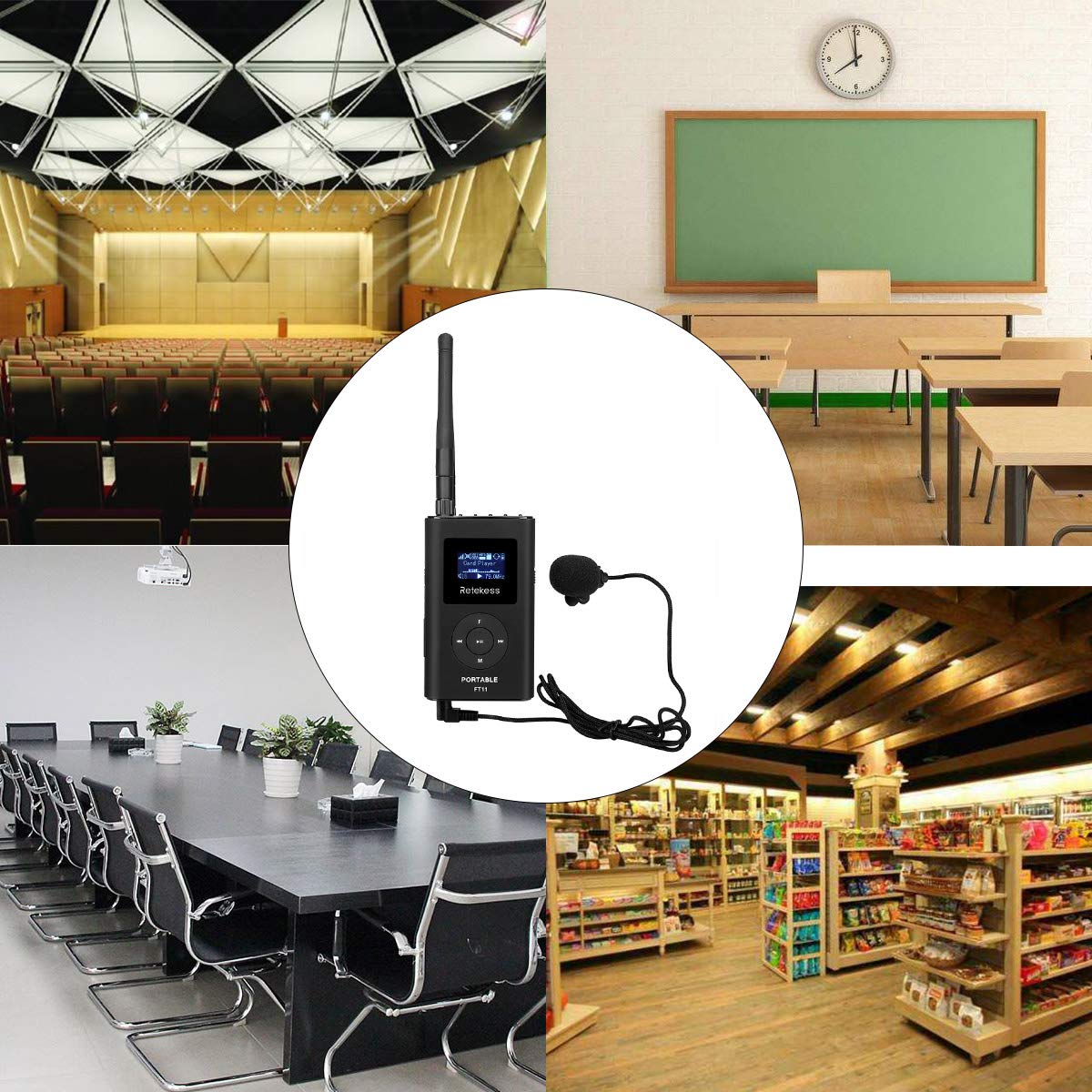 Retekess FT11 Draagbare FM zender 0.3W Draadloze uitzending MP3-speler