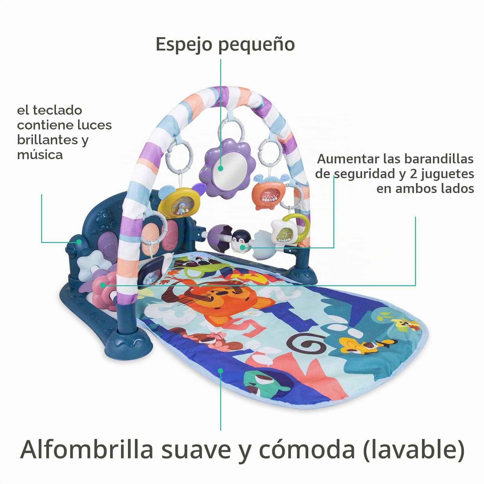 caterbee Alfombra de Juego de Piano para bebé, Juguete de Actividades para recién Nacidos con Piano, tapete de Juego para Gimnasio de Actividades para niños pequeños (Rosa)