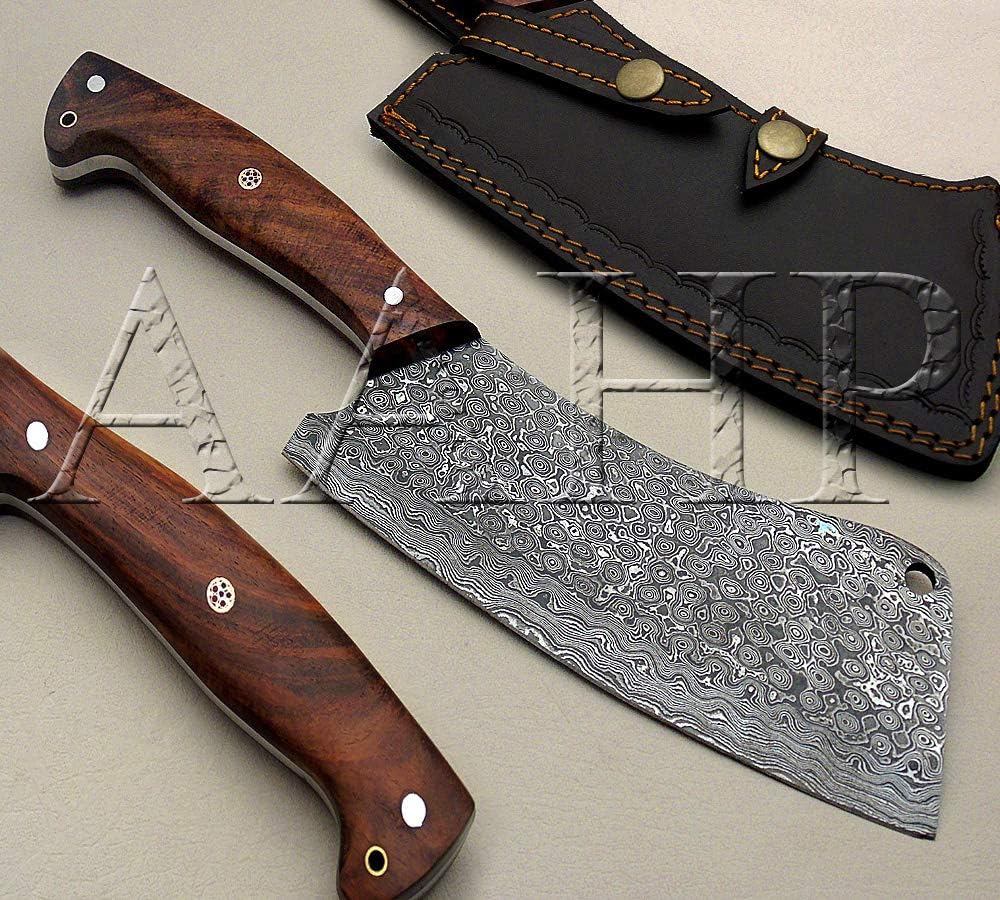 Gеt Dіѕсоunt 70% Prісе AAHP - 121, 12 Inches Handmade Damascus Chopper Knife with Approx 7 inch Blade Made of 100% Real Damascus Steel, Approx 5 inch up of Natural Wood Handle with Steel & Mosaic Pin & Brass Pipe