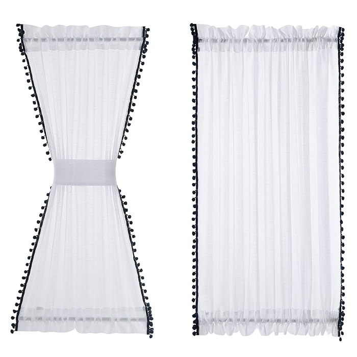 Buy Treatmentex White Sheer Door Curtain for Door Windows Half French