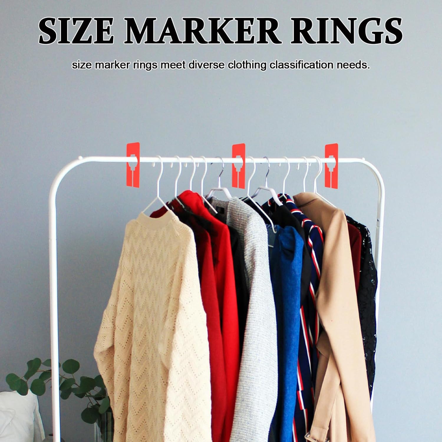 35pcs Plastic Closet Size Dividers with 35/28mm Hole Rectangular Clothes Rack Size Labels for Easy Organization and Simple Installation on Closet Rods