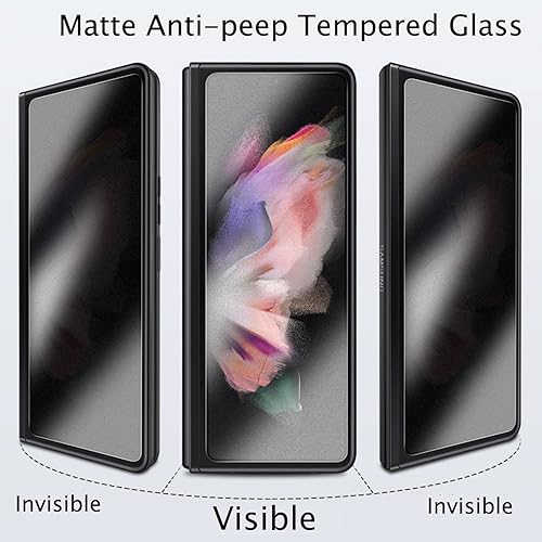 Miniatura 3 de Paquete de 2+1 protector de pantalla de privacidad para Samsung Galaxy Z Fold 5 5G 2023, antiespía, 2 piezas de vidrio templado exterior + 1