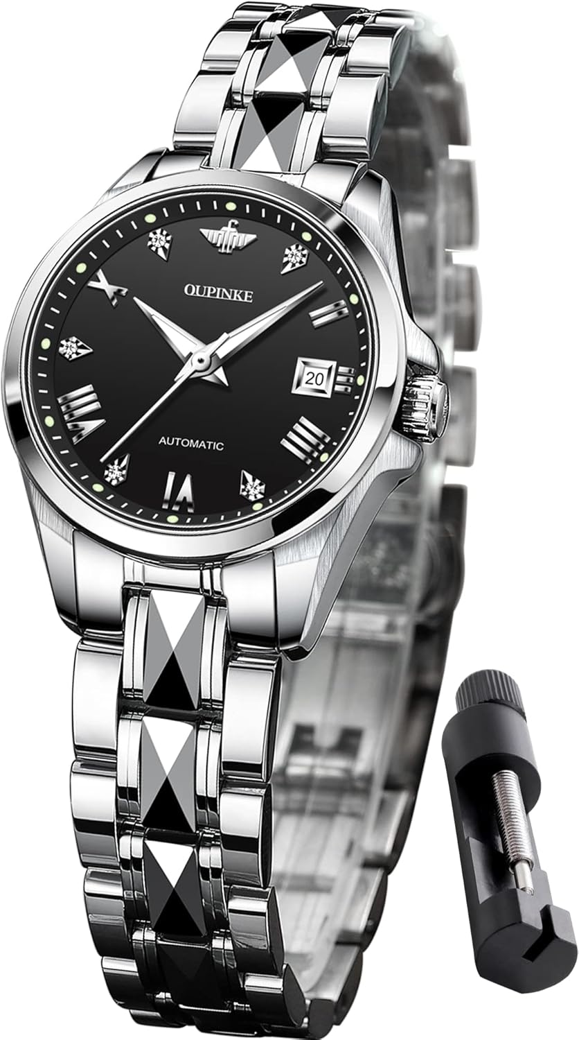 OLEVS Automatic Watches for Women Two Tone Gold and Silver Ladies Small Wrist Watches Luxury Diamond Dress Mechanical Waterproof Stainless Steel Date