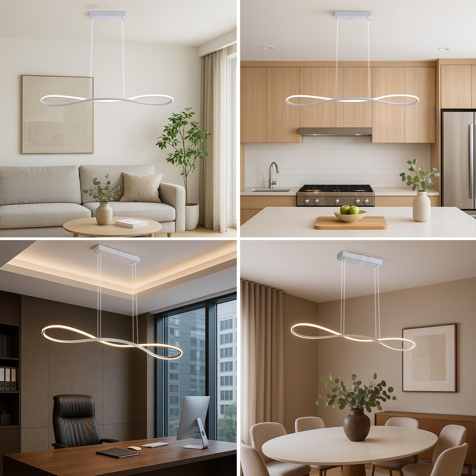 32W Pendelleuchte Esstisch, 90CM LED Pendelleuchte Esszimmer mit Fernbedienung Dimmbar 10%-100% Farbtemperatur 3000K-6000K, Esszimmerlampe Höhenverstellbar für Esszimmer Küche Wohnzimmer