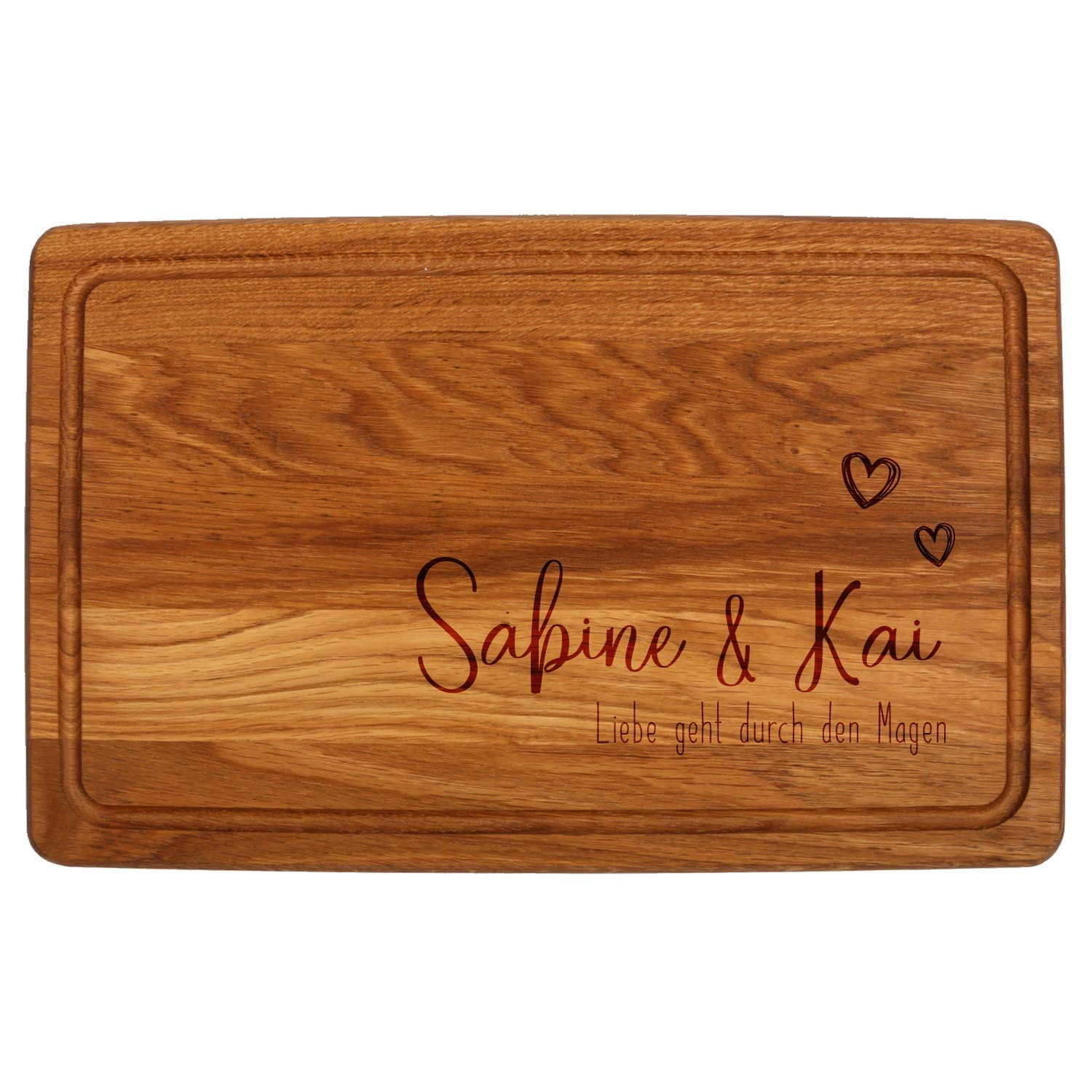 FORYOU24 Holz Schneidebrett dunkel mit Gravur Motiv 10 - personalisiert mit Wunsch-Namen Küchenbrett graviert als Geschenkidee zur Hochzeit