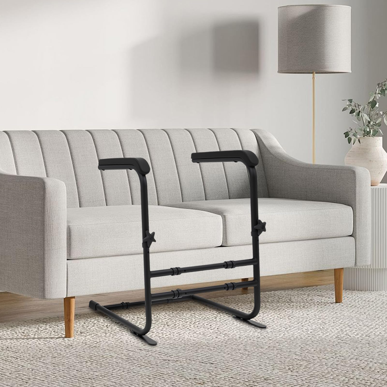 Sollevamento per divano/letto/toilette, dispositivo di sollevamento antiscivolo per anziani con manico largo, regolabile in altezza e larghezza per pazienti e disabili, fino a 204 kg (nero)