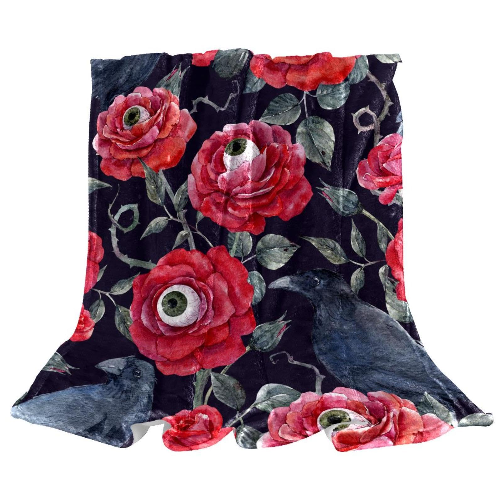 Couverture polaire fleurs rouges 150x200cm jeté de canapé et lit
