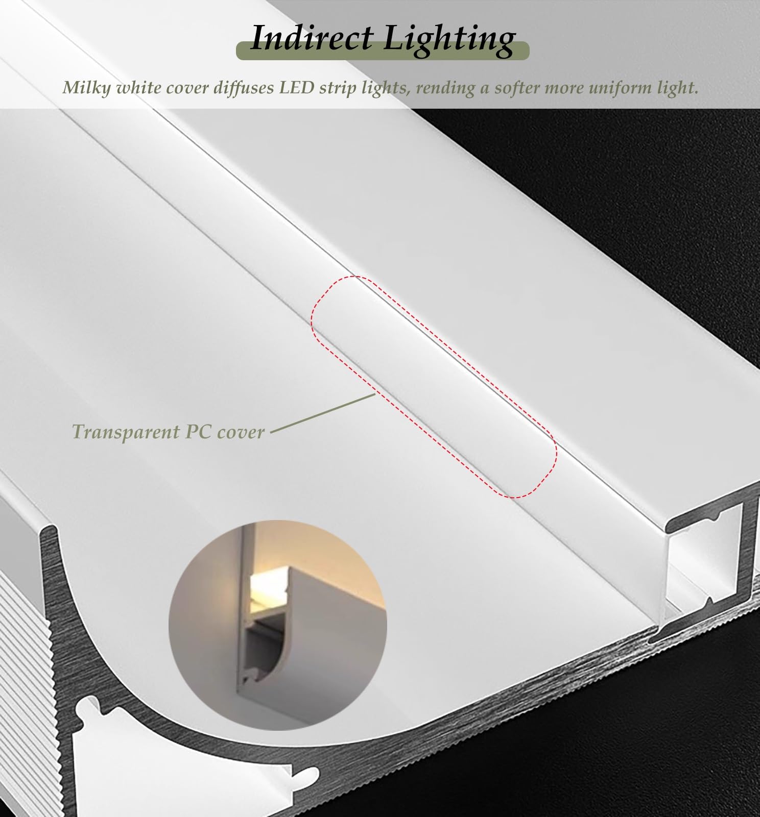Profili per Strisce Led Battiscopa in Metallo Canale Led per Strisce Led, Canale in Alluminio per Modanatura di Illuminazione Led Senza Macchia, Canale Diffusore Led Flessibile per Modanatura Decorati