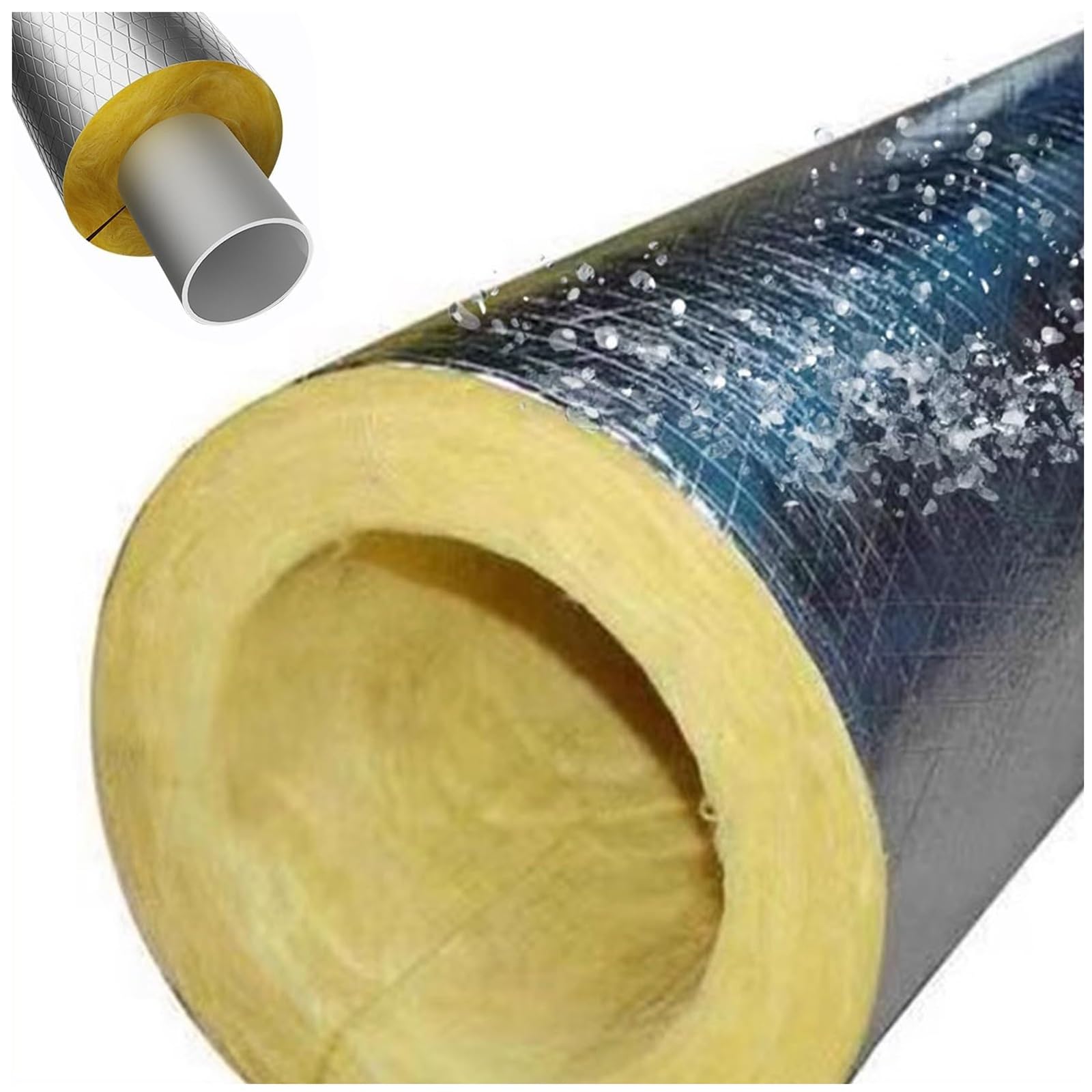Rohrschale Aus Steinwolle Mit Aluminiumüberzug, Isolierung Für Kaminrohre Und Heizungen, Ø 27-273.0mm, Verschiedene Größen(ID219.0mmxT50.0mmxL1.0m)