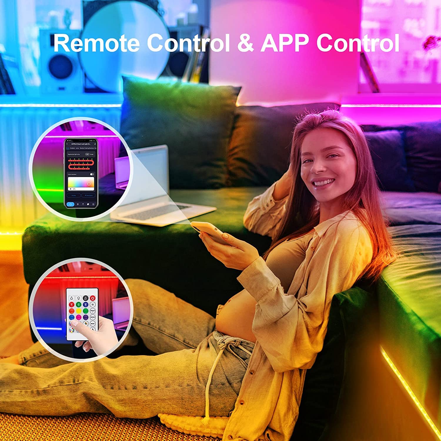 Striscia LED Smart DreamColor 5m DIY Multicolore Segmentato, WiFi Strisce LED RGBIC Compatibile con Alexa e Google Assistant, 5050 Luci LED Sincronizza con Musica, Smart Life, Impermeabile