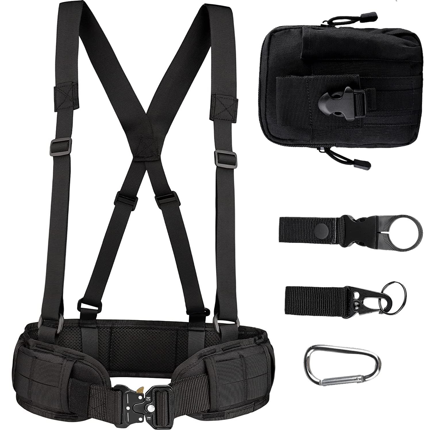 Tactical Battle Belt Set,Slim Airsoft Molle with Metal Buckle for Shooting Hunting,War Game and Bags Safe Life Defense,Molle Pouch Included