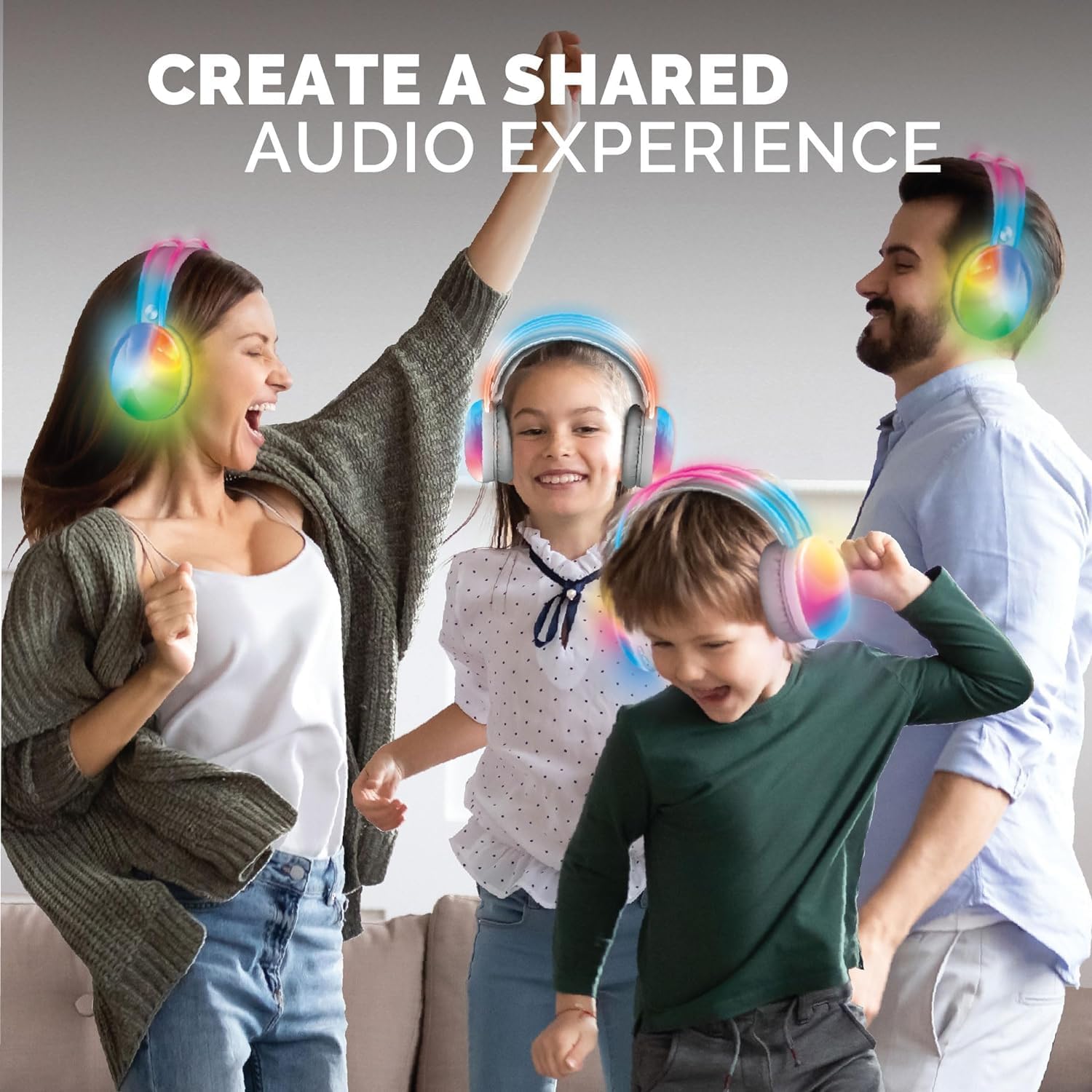 People wearing Brookstone Silent Disco Headphones and enjoying a shared audio experience