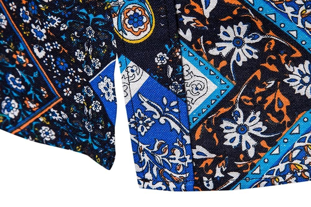 Camicia Uomo Manica Lunga Camicie Eleganti da Uomo Slim Fit Camicie Casual in Lino di Cotone da Uomo (Color : Blue, Size : XXL Code)
