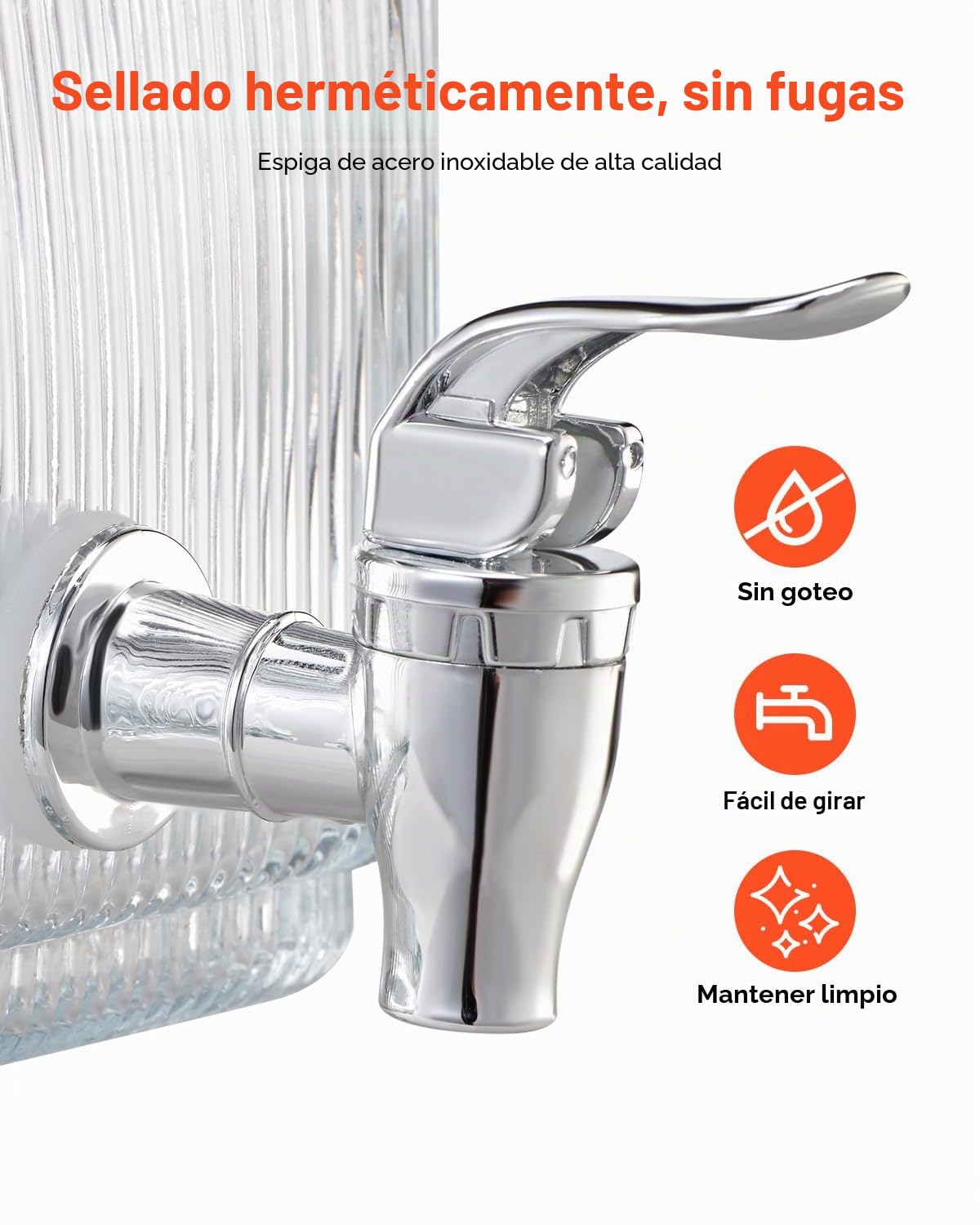 VEVOR Dispensador de Bebidas 3 L para Fiestas, Dispensador de Zumo de Cristal con Grifo y Tapa Antigoteo, para Agua, Té Helado, Limonada y Zumo para Restaurantes, Hoteles y Fiestas, Transparente