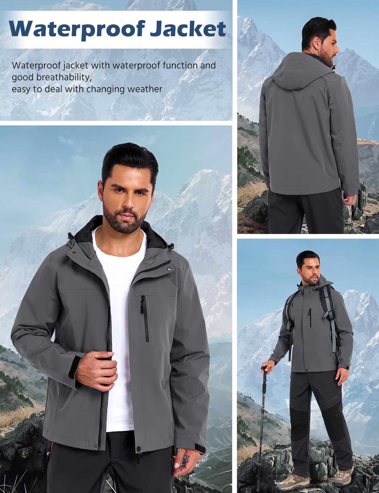 Svanco Giacca Impermeabile Antivento Uomo, Giubbotto Softshell Antipioggia Leggero per Trekking, Vento e Pioggia