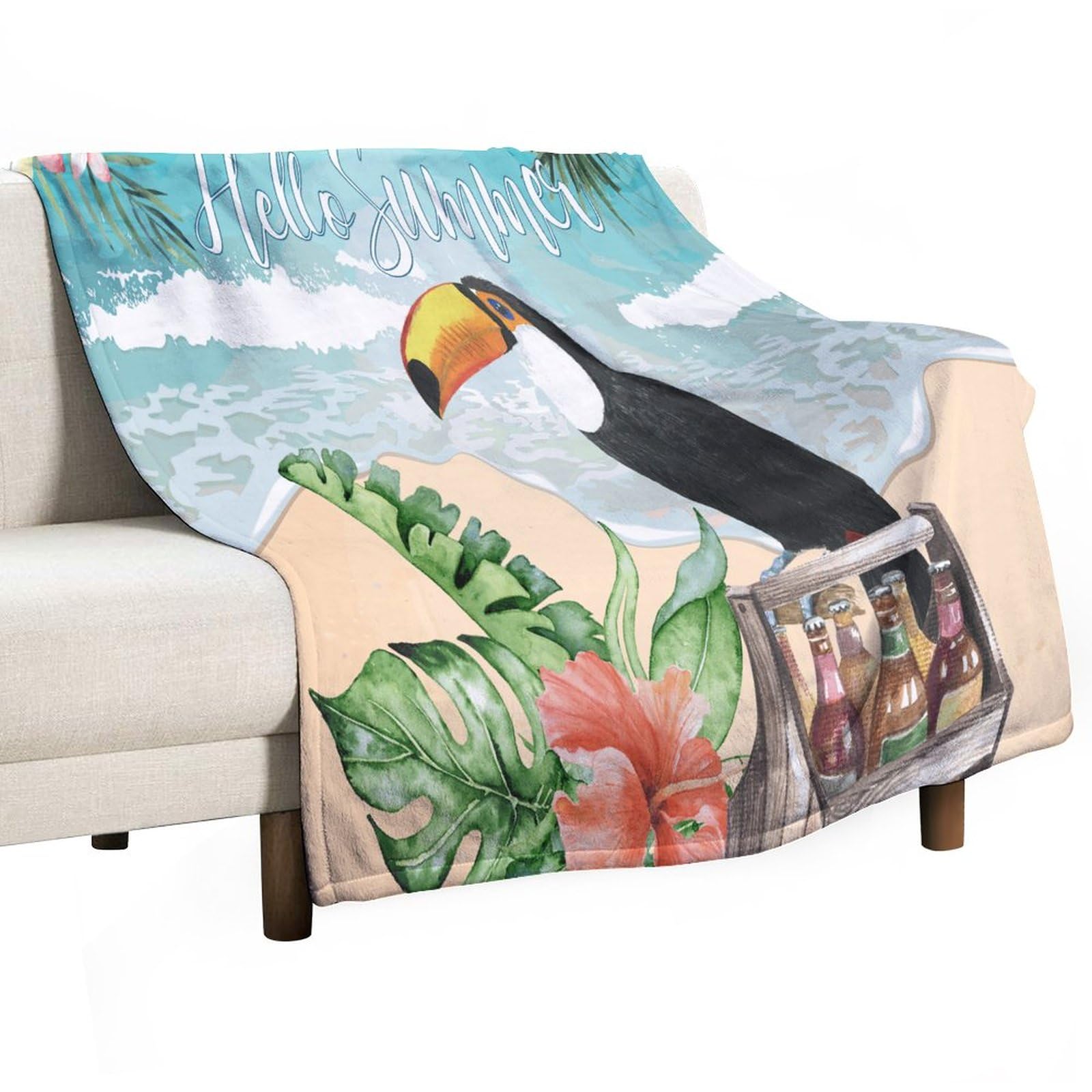 Couverture polaire Hello Summer pour bar et club cocooning de 178x203 cm