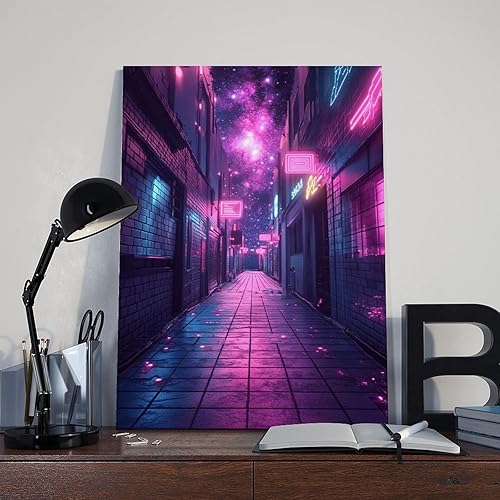 Miniatura 8 de Póster futurista de neón inspirado en los años 80, arte retro de ciencia ficción, decoración única de Synthwave para el hogar y la oficina, póster