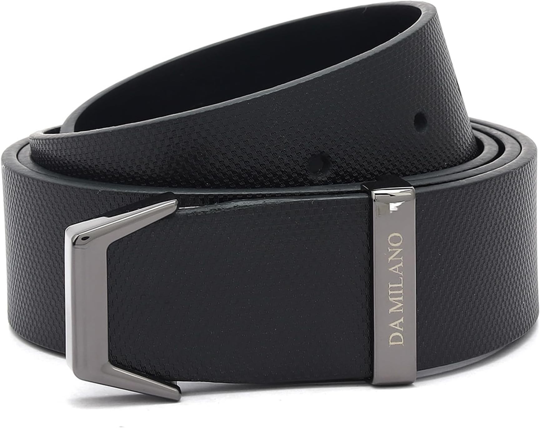 Non Reversible Formal Leather Belt for Men - Black | Metallic Finish Buckle for Everyday Wear (5222-35-OL)