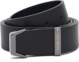 Da Milano Non Reversible Formal Leather Belt for Men - Black | Metallic Finish Buckle for Everyday Wear (5222-35-OL)