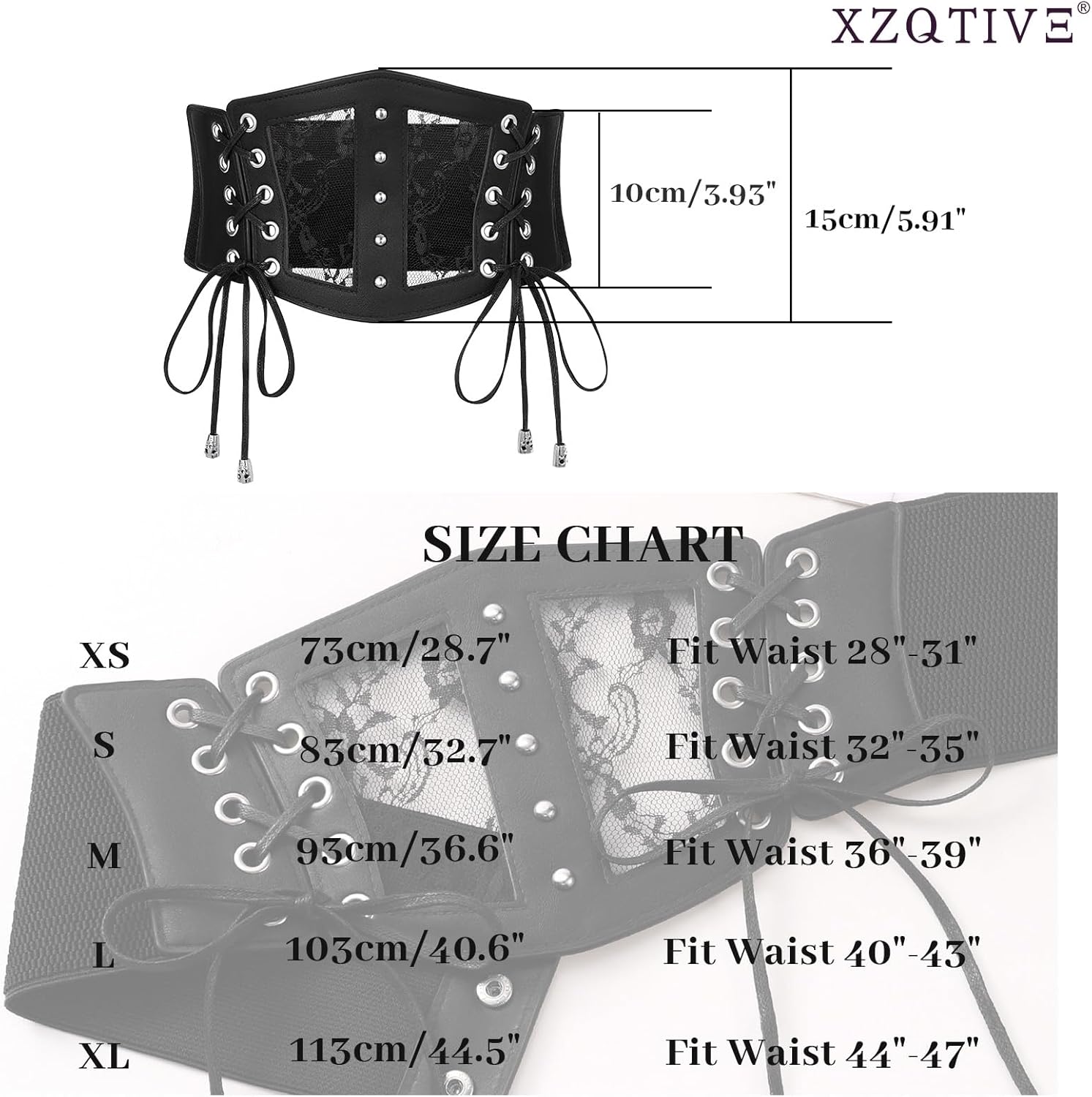 XZQTIVE Lace Corset Belts for Women Elastic Stretchy Tied Waspie Wide Cinch Waist Belt for Dress - Image 6
