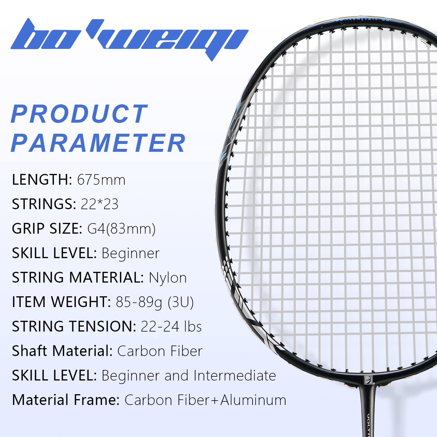 Bo'weiqi バドミントンラケット 77g 【公式通販】
