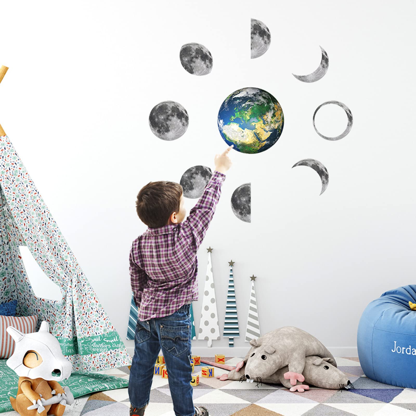 Adesivi Murali Luna Terrestre Adesivi da Parete Stelle Fluorescenti Adesive Soffitto Adesivi Murali Bambini Stelline Luminose per Cameretta Soggiorno Decorazioni