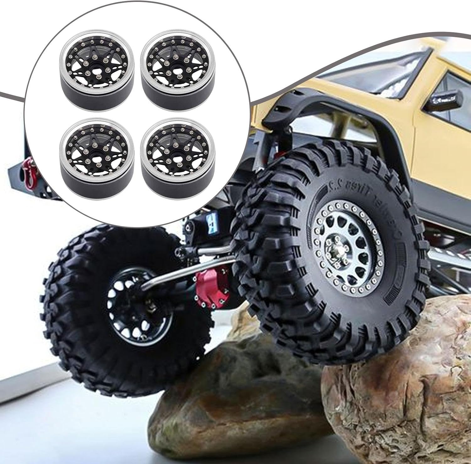 Yunhgft 4個 1/10 RCクローラーホイールリム アルミ合金 1.9インチ 直接交換 ポータブルアクセサリー RCカーパー