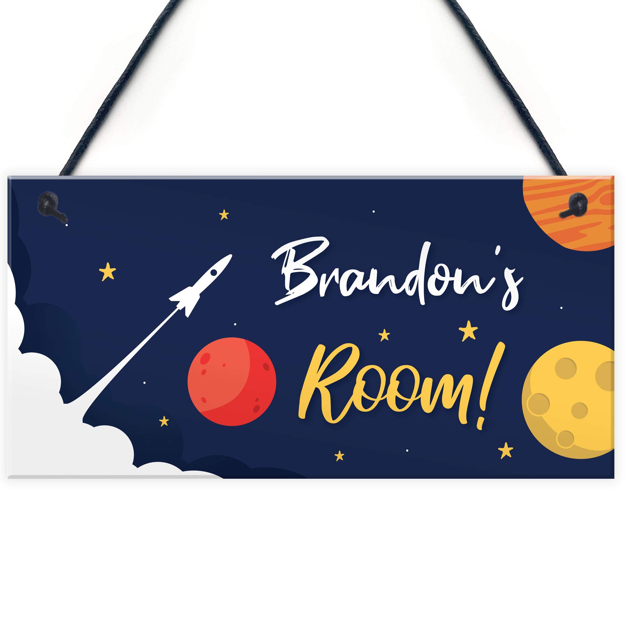 Red Ocean Personalised Door Space Theme Plaque Sign Kids Bedroom Grandson Son Nephew Boys Nursery Bedroom Accessories
