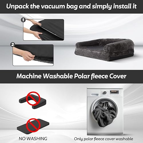 Miniatura 7 de Cama plegable para perros humanos, cama ortopédica de espuma viscoelástica para perros, tamaño humano 2 en 1, relajante tamaño humano con