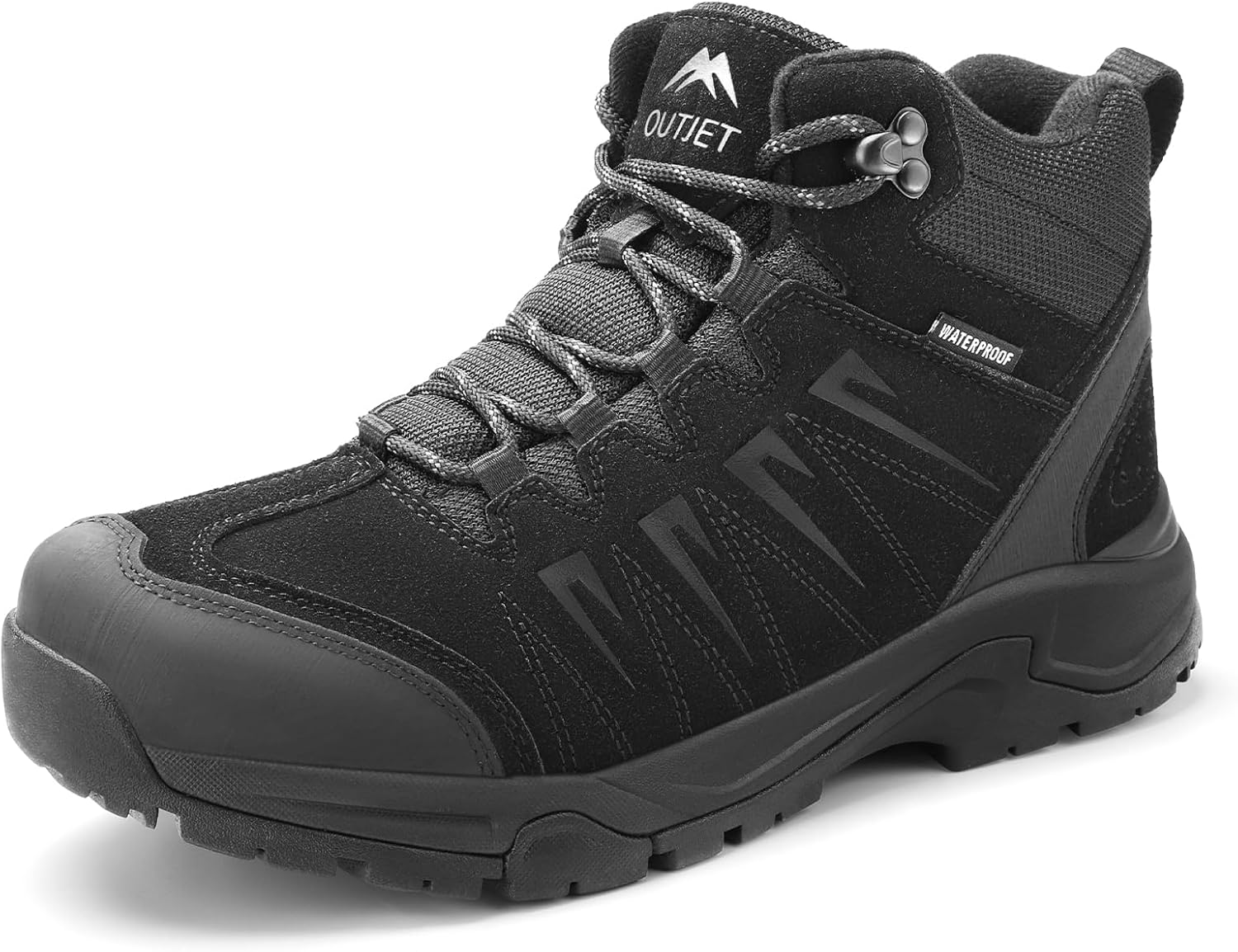 Men's Waterproof Hiking Boots Lightweight Leather Mid Ankle Outdoor Trail Trekking shoes