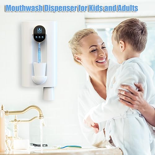 Miniatura 6 de Dispensador automático de enjuague bucal para baño, 18.3 fl oz (18.26 onzas), pantalla de visualización del contenedor de boca para baño, 3 niveles