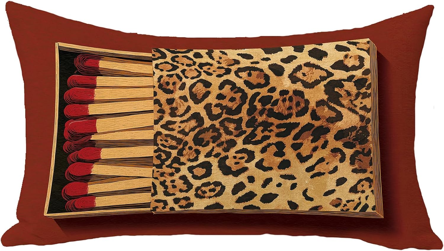 Leopard Matchbox Lumbar Decorative Throw Pillow Cover 12 x 20
