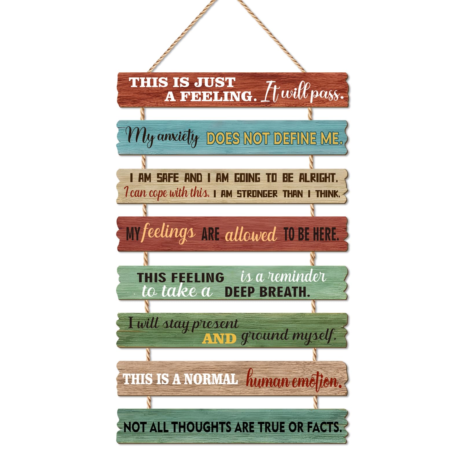 ANHUIB Inspirational Wall Plaque Positive Affirmations Wooden Wall Hanging Sign Motivational Wooden Wall Art Mental Health Artwork Calming Grounding Quote Wall Decor for Bedroom Office Living Room — image 1